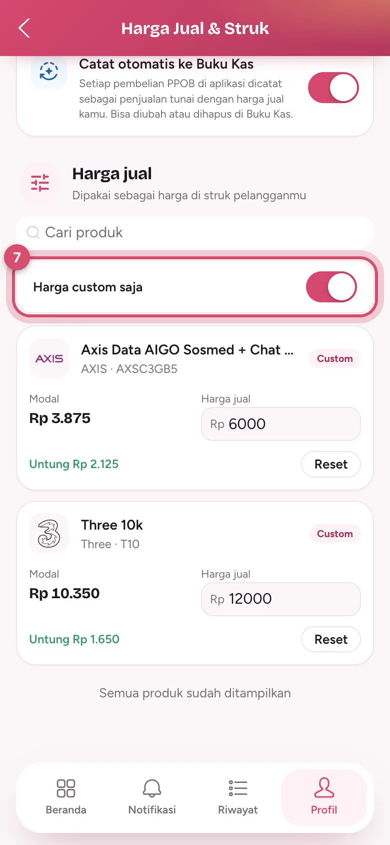 Saklar Harga custom saja